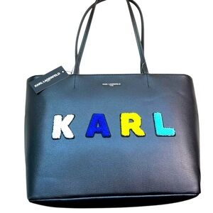 Karl Lagerfeld NEW Tote Name Logo Purse Black